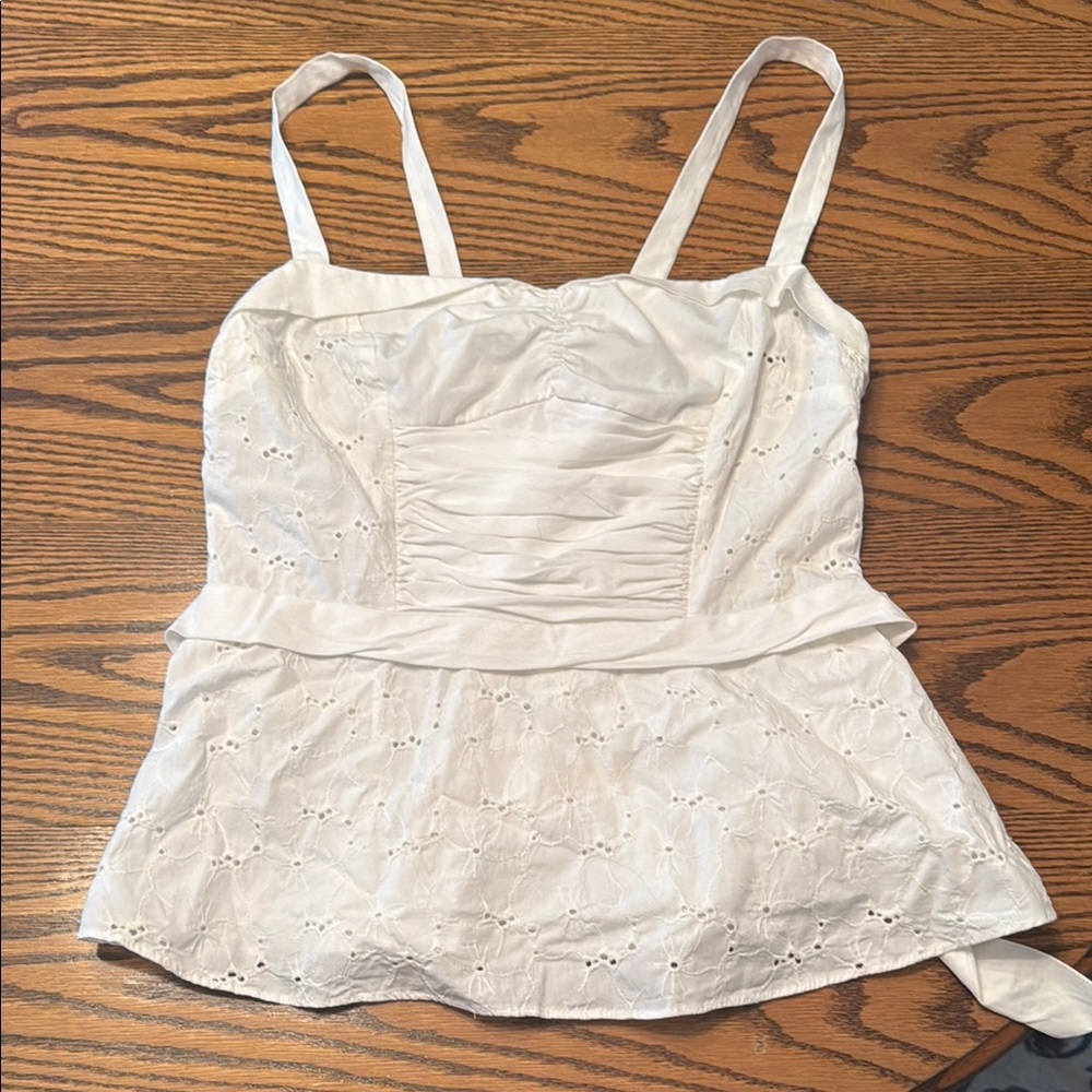 Elegant White Eyelet Women's Top